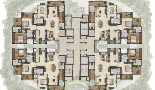 Master plan tower arrangement showing Tower 1, Tower 2 and Tower 3
